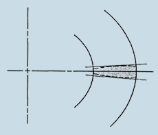 Fig.1 - Crowning on the tooth of a straight tooth bevel gear from the Coniflex cutting process